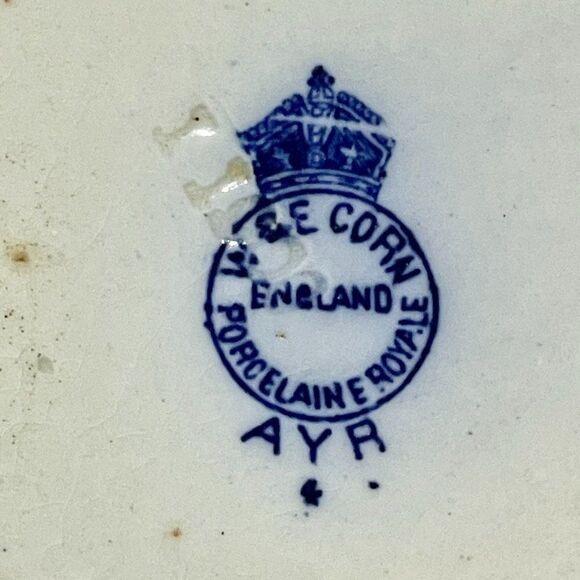 Antique W & E Corn Ayr England Flow Blue Vegetable Serving Bowl - Picture 5 of 7